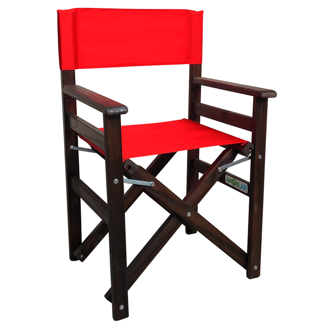 Sillón Director Plegable de Madera Roble Oscuro Lona Gruesa